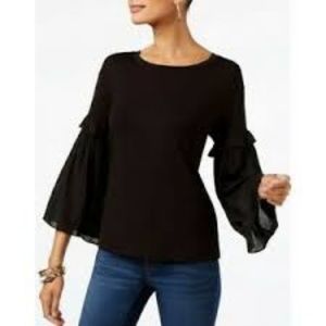 INC Black Long Belle Sleeve Top